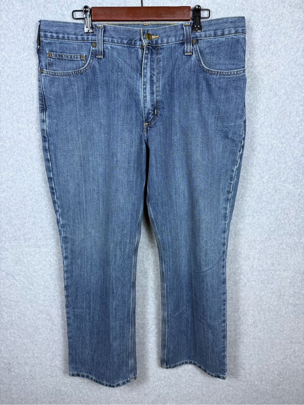 Carhartt Men's Relaxed Fit Bootcut Jeans 38x30 Blue Denim Workwear